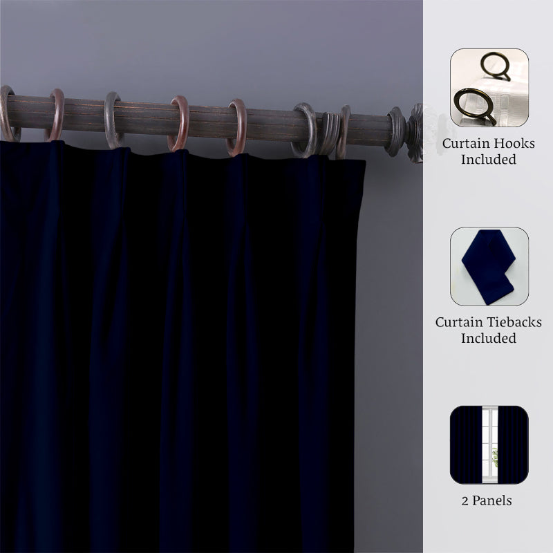 Buy Imora Double Pinch Pleat Medium Width Curtain - Navy Blue Curtains from Vaaree