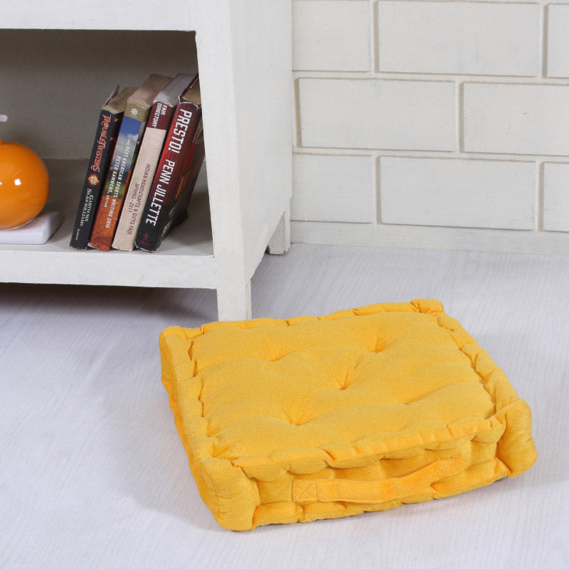 Floor Cushions - Roe Velvet Floor Cushion - Yellow