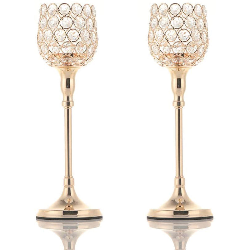 Buy Its A Crystal Affair Tall Tealight Candle Holder - Set Of Two Candle Holders from Vaaree