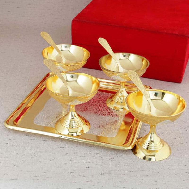 Icecream Cup - Lopa Dessert Cup With Spoon & Tray - Set Of Nine