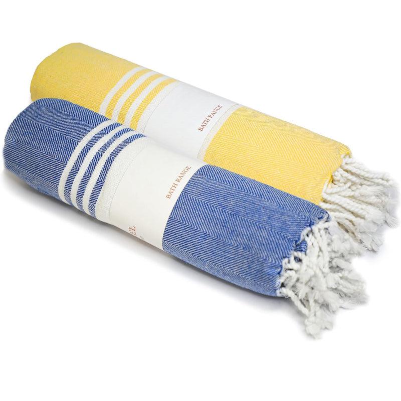 Buy Rodgo Bath Towel (Blue & Yellow) - Set Of Two Bath Towels from Vaaree