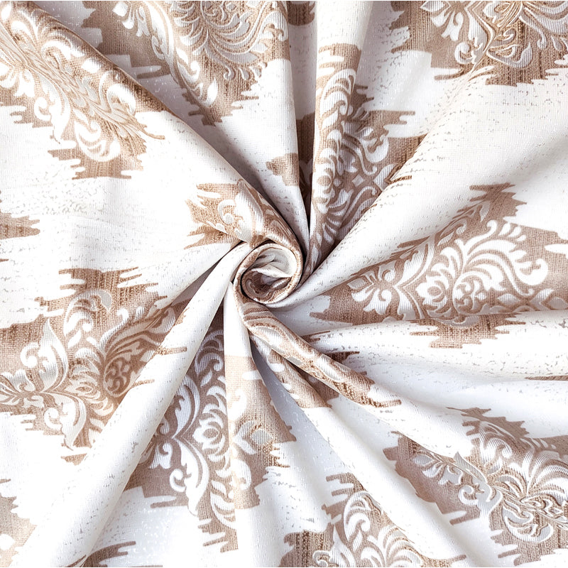 Curtains - Vivienne Ethnic Semi Sheer Curtain (Beige & White) - Set Of Three
