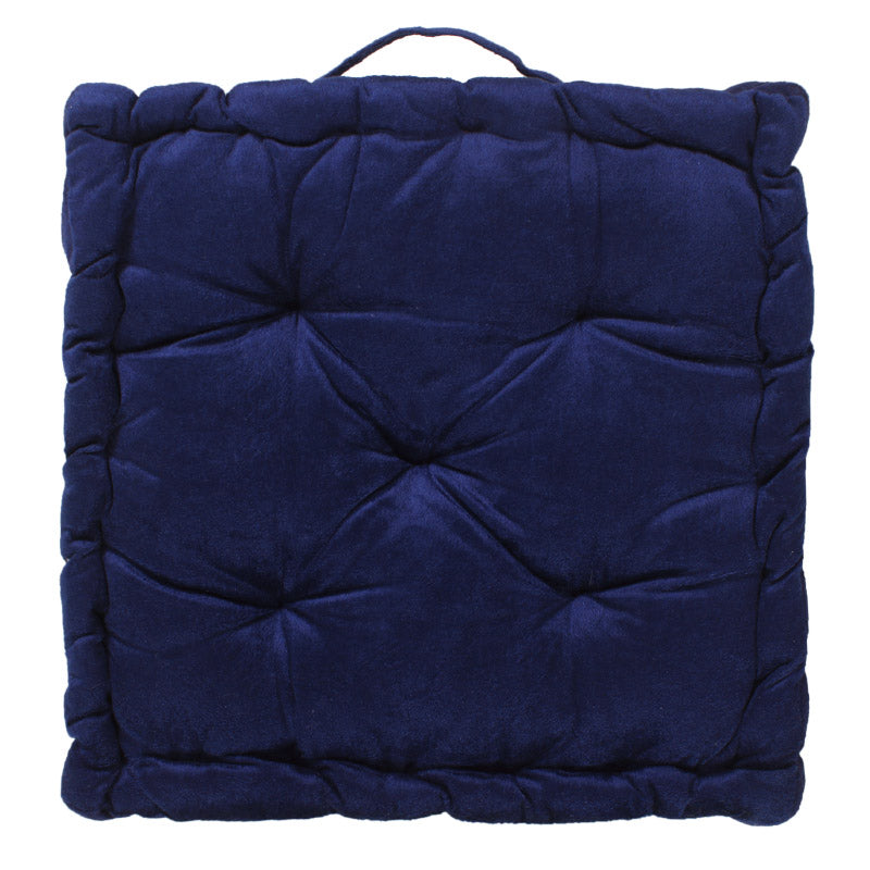 Floor Cushions - Roe Velvet Floor Cushion - Navy Blue