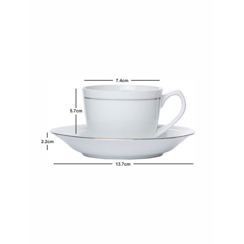 Buy Oren Goldline Cup & Saucer (140 ML) - 12 Piece Set Tea Cup & Saucer from Vaaree