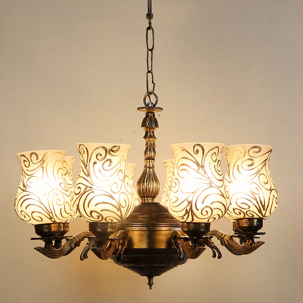 Buy Dila Vilona Mosaic Golden Antique Chandelier Ceiling Lamp from Vaaree