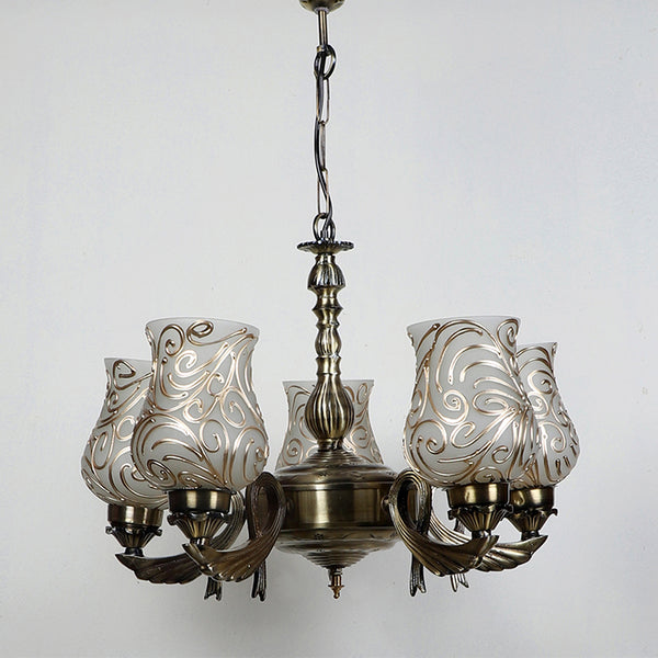 Buy Dila Vistara Mosaic Golden Antique Chandelier Ceiling Lamp from Vaaree