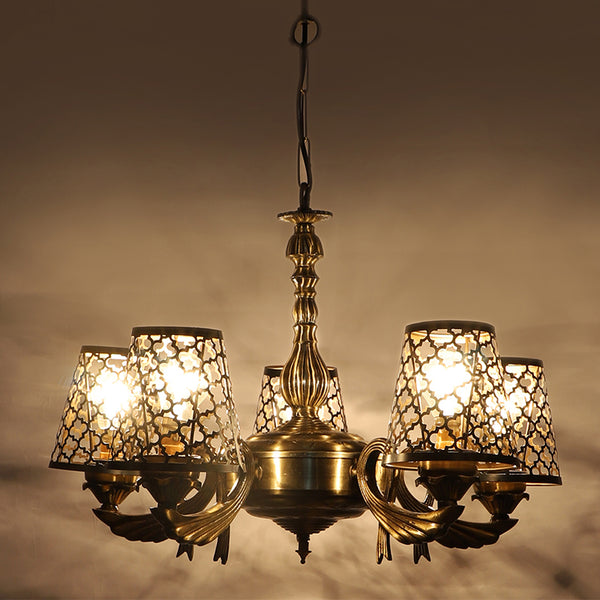 Ceiling Lamp - Enva Etched Vistara Golden Antique Chandelier