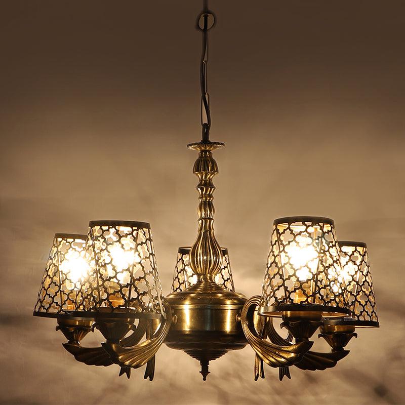 Buy Enva Etched Vistara Golden Antique Chandelier Ceiling Lamp from Vaaree