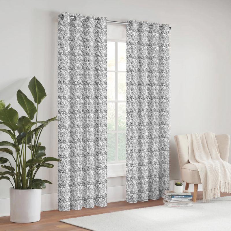 Buy Geralda Semi Blackout Curtain (Black) - Set Of Three Curtains from Vaaree