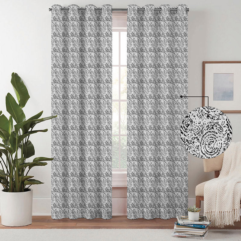 Buy Geralda Semi Blackout Curtain (Black) - Set Of Two Curtains from Vaaree