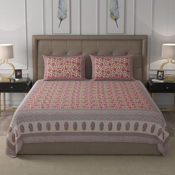 Bedsheets - Kavin Floral Bedsheet - Pink