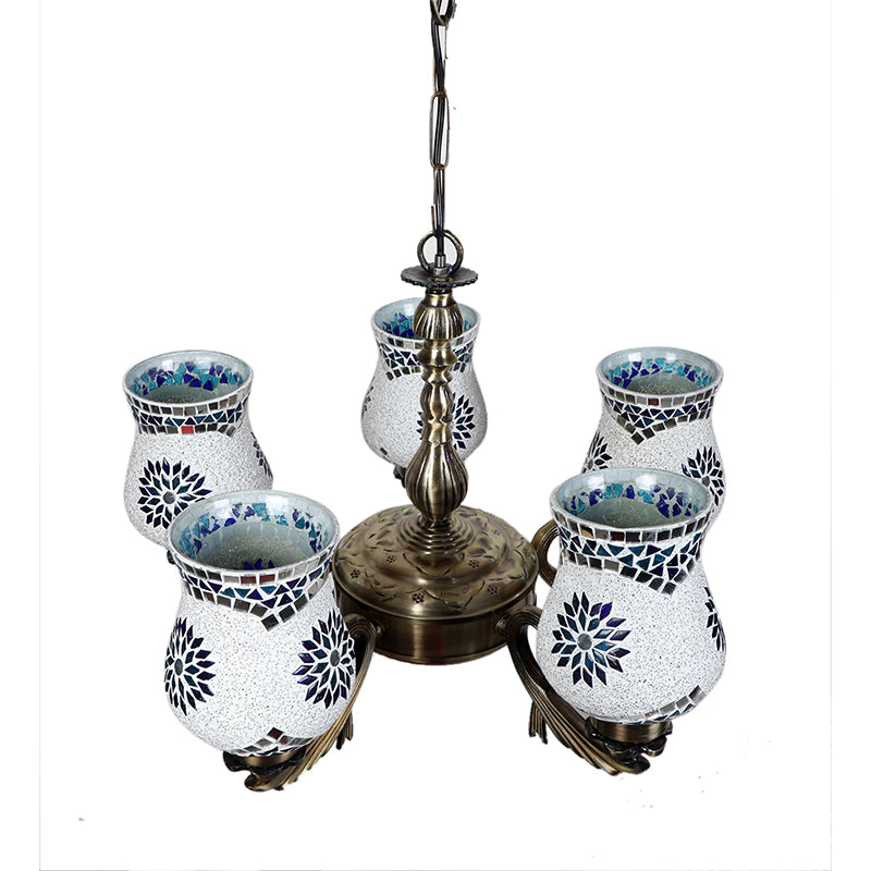 Buy Prita Vistara Mosaic Golden Antique Chandelier Ceiling Lamp from Vaaree