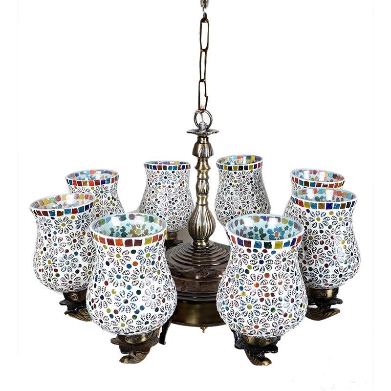 Buy Ervo Vilona Mosaic Golden Antique Chandelier Ceiling Lamp from Vaaree