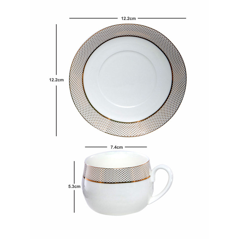 Buy Nimra Goldline Cup & Saucer (160 ML) - Twelve Piece Set Tea Cup & Saucer from Vaaree