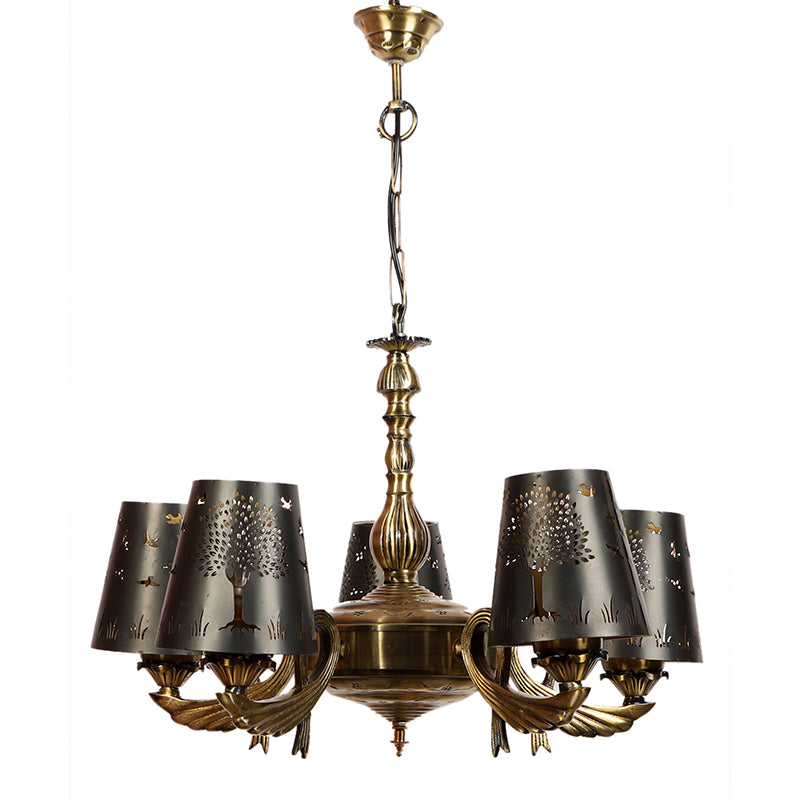 Buy Tree Of Life Etched Vistara Golden Antique Chandelier Ceiling Lamp from Vaaree