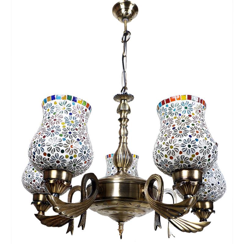 Buy Omra Vistara Mosaic Golden Antique Chandelier Ceiling Lamp from Vaaree