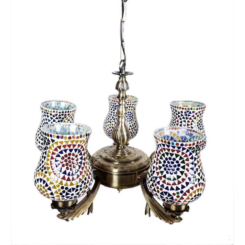 Ceiling Lamp - Elva Vistara Mosaic Golden Antique Chandelier