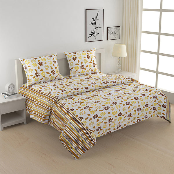 Smera Floral Bedding Set - Yellow & Brown