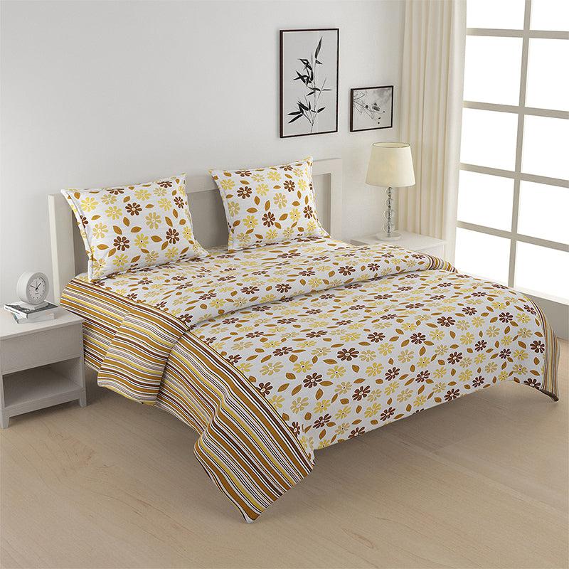 Buy Smera Floral Bedding Set - Yellow & Brown Bedding Set from Vaaree