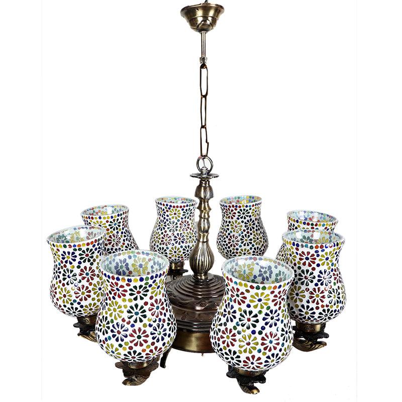 Buy Omra Vilona Mosaic Golden Antique Chandelier Ceiling Lamp from Vaaree