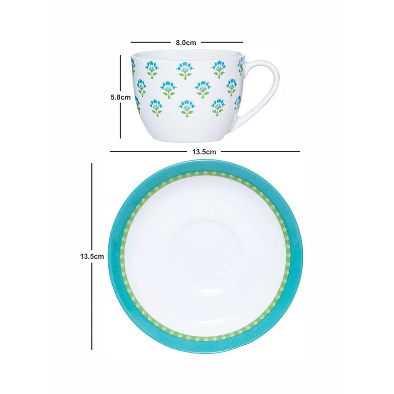 Buy Fleurista Cup & Saucer (180 ML) - Set Of Twelve Tea Cup & Saucer from Vaaree