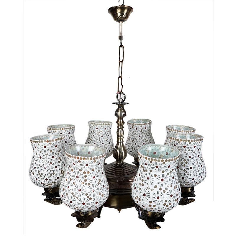 Buy Dinara Vilona Mosaic Golden Antique Chandelier Ceiling Lamp from Vaaree