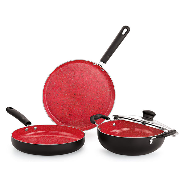 Buy Nirlon Red Non-Stick Cookware Set Cookware Sets from Vaaree