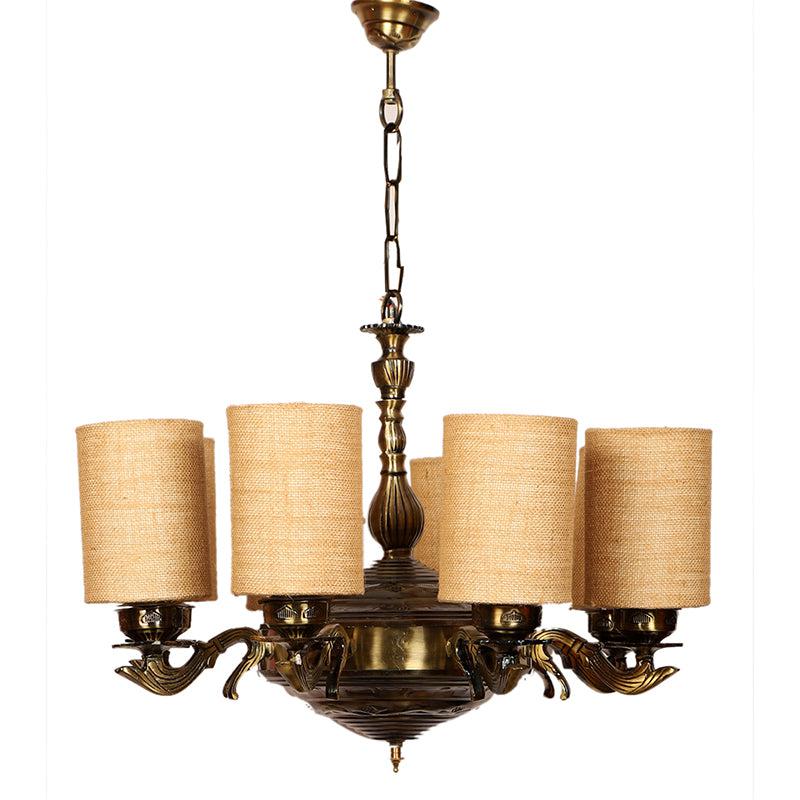 Buy Vilona Cylindrical Chandelier- Beige Ceiling Lamp from Vaaree