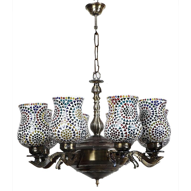 Buy Zava Vilona Mosaic Golden Antique Chandelier Ceiling Lamp from Vaaree