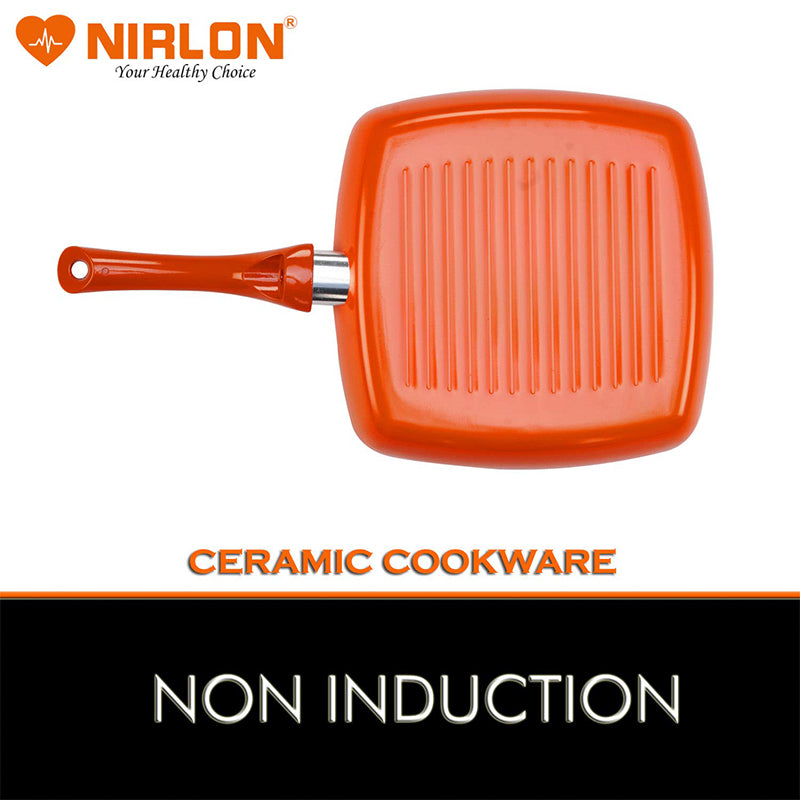 Buy Nirlon Orange Grill Pan - 1500 ML/9 Inches Grill Pan from Vaaree