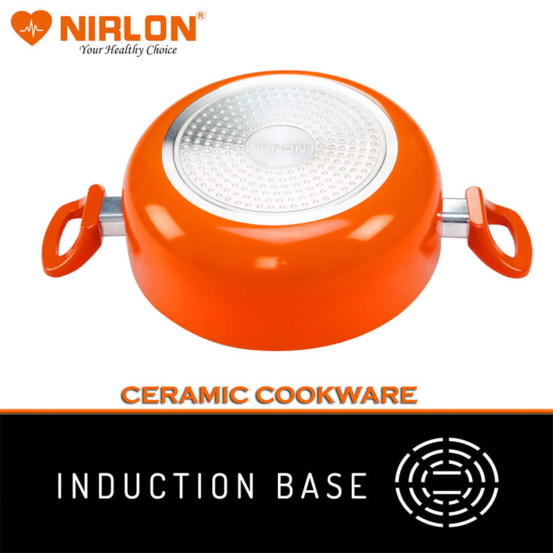 Buy Nirlon Orange Non Stick Cooking Pot With Lid - 2100 ML/8 Inches Cooking Pot from Vaaree