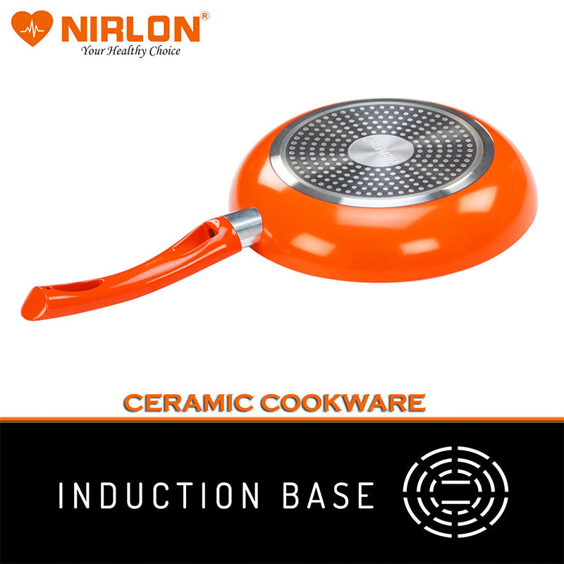 Buy Nirlon Orange Frying Pan With Lid - 1500 ML/9 Inches Frying Pan from Vaaree