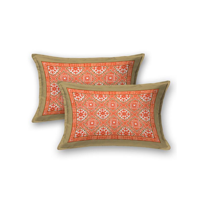 Buy Ima Ethnic Bedsheet - Beige & Orange Bedsheets from Vaaree