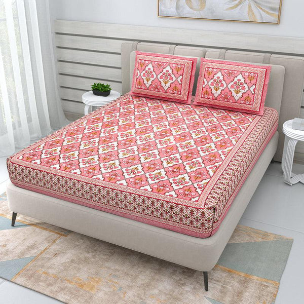 Buy Parth Ethnic Bedsheet - Pink Bedsheets from Vaaree