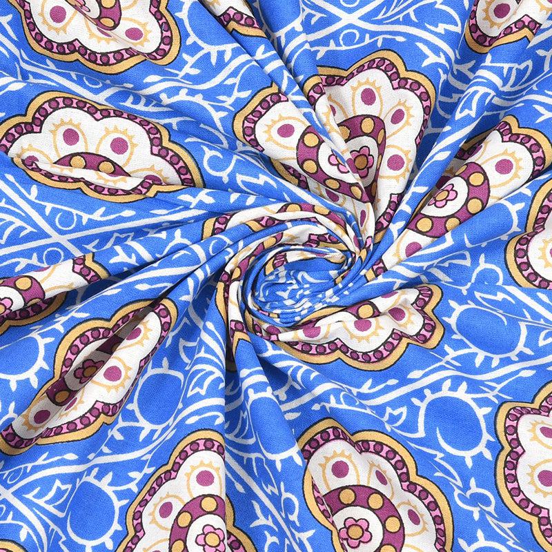 Buy Daya Ethnic Bedsheet - Blue & Purple Bedsheets from Vaaree