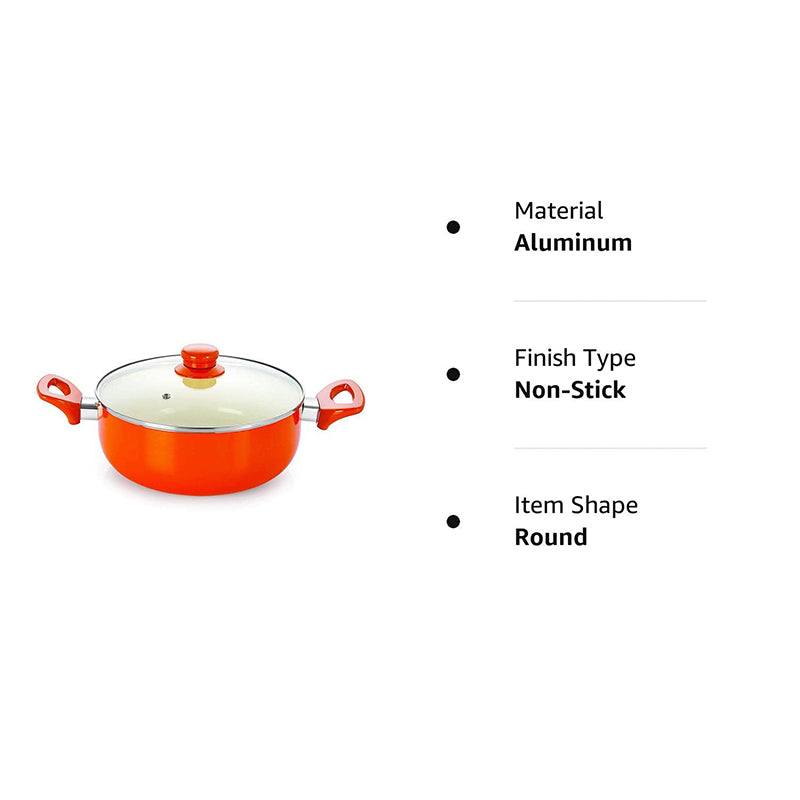 Buy Nirlon Orange Non Stick Cooking Pot With Lid - 3100 ML/10 Inches Cooking Pot from Vaaree