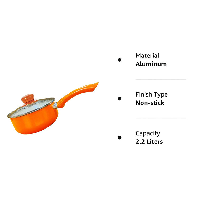 Buy Nirlon Orange Saucepan With Lid - 2200 ML/7 Inches Saucepan from Vaaree