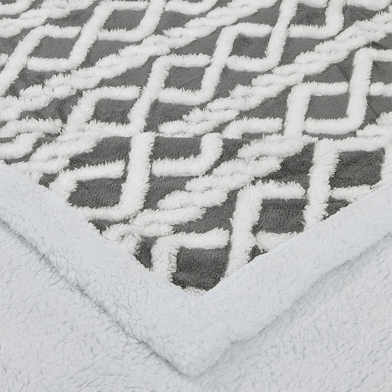 Buy Oriella Geomatric Blanket - Grey Blankets from Vaaree