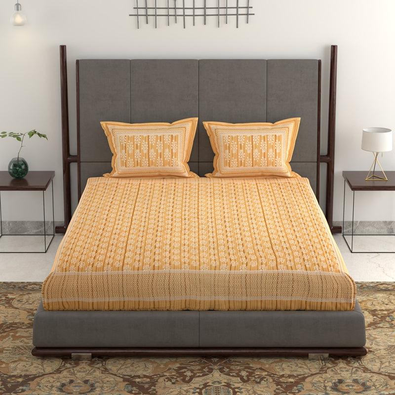 Buy Odin Ethnic Bedsheet - Yellow Bedsheets from Vaaree