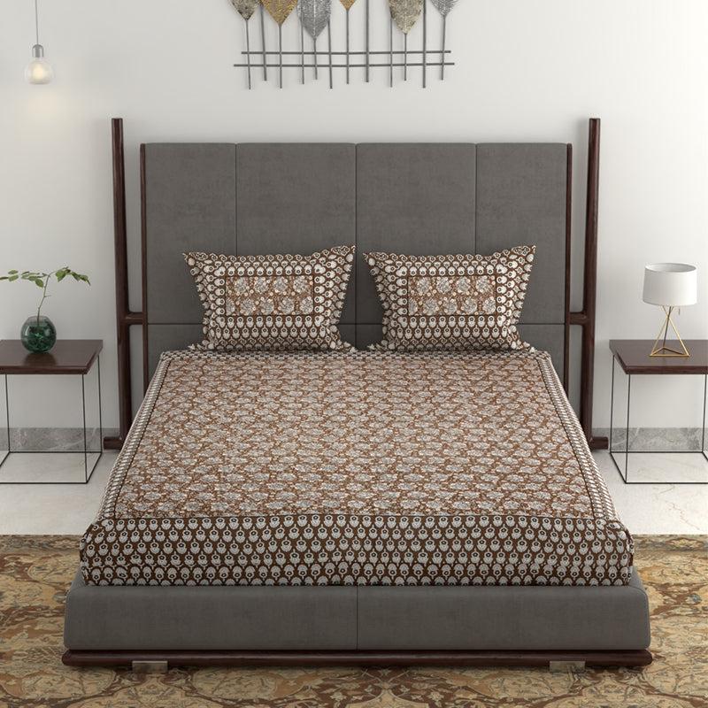 Buy Tuhin Ethnic Bedsheet - Brown Bedsheets from Vaaree