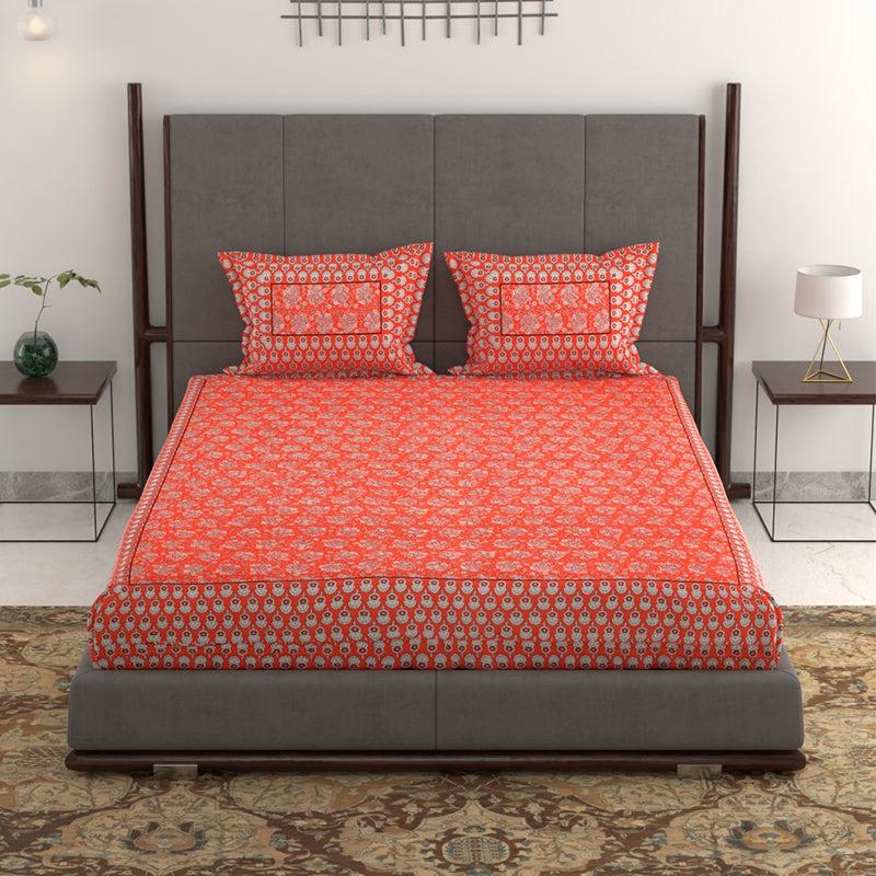 Buy Tuhin Ethnic Bedsheet - Red Bedsheets from Vaaree