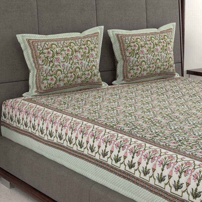 Buy Quilo Ethic Bedsheet - Sea Green Bedsheets from Vaaree