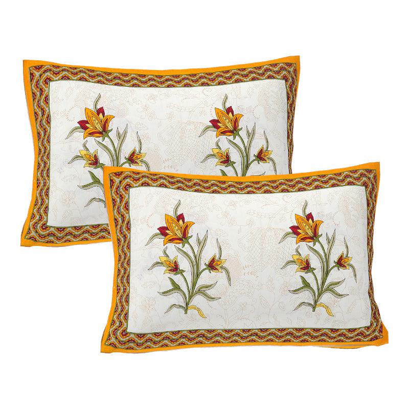 Buy Peony Floral Bedsheet - White,Yellow Bedsheets from Vaaree