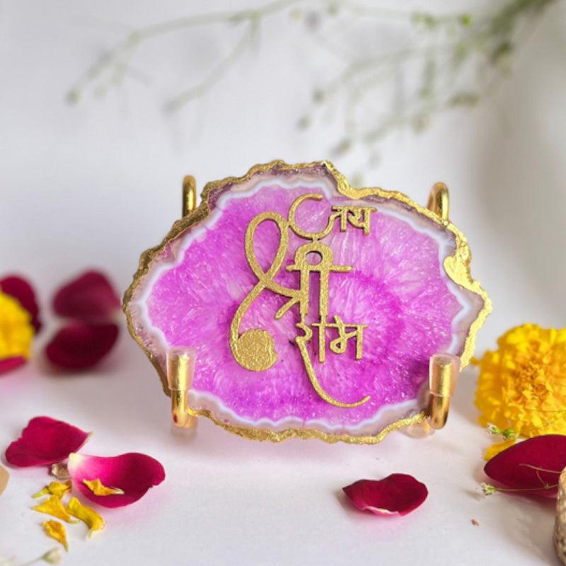 Buy Jai Shri Ram Handcrafted Agate Religious Accent - Pink Festive Accents from Vaaree