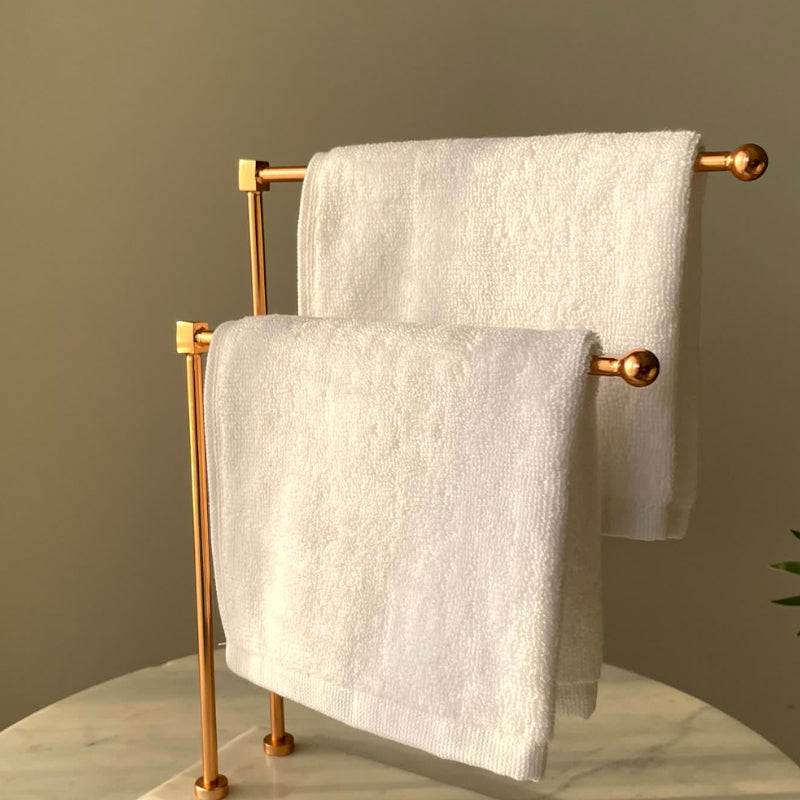 Buy Elita Hand Towel Stand - Antique Gold & White Accessories & Sets from Vaaree