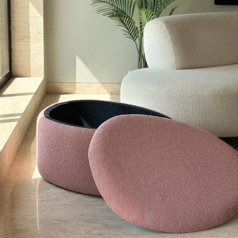 Buy Pebble Snuggle Boucle Pouffe With Storage - Pink Ottomans & Pouffe from Vaaree