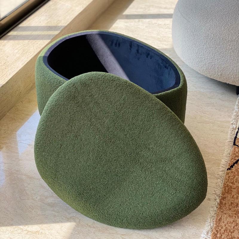 Buy Pebble Snuggle Boucle Pouffe With Storage - Green Ottomans & Pouffe from Vaaree