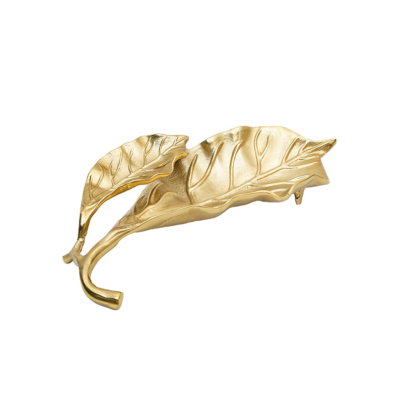 Buy Fiddle Leaf Metal Platter - Gold Platter from Vaaree