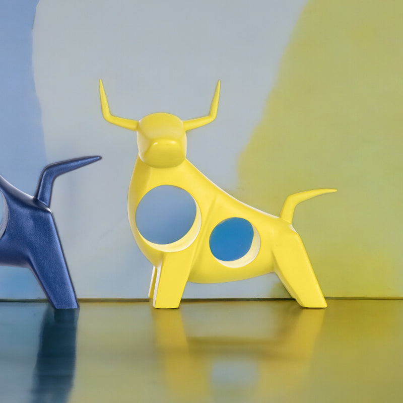 Buy Bull Boom Showpiece (Blue & Yellow) - Set Of Two Showpieces from Vaaree