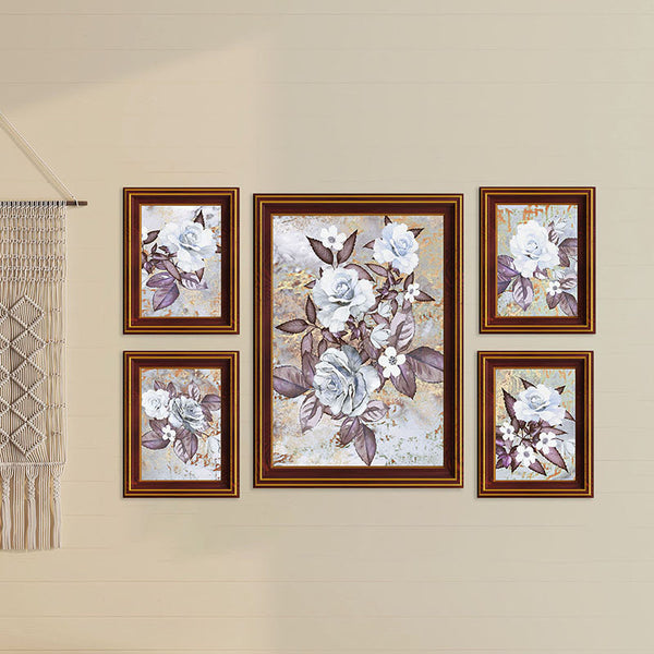 Wall Art & Paintings - Blossom Glamour Wall Art (Blue) - Set Of Five